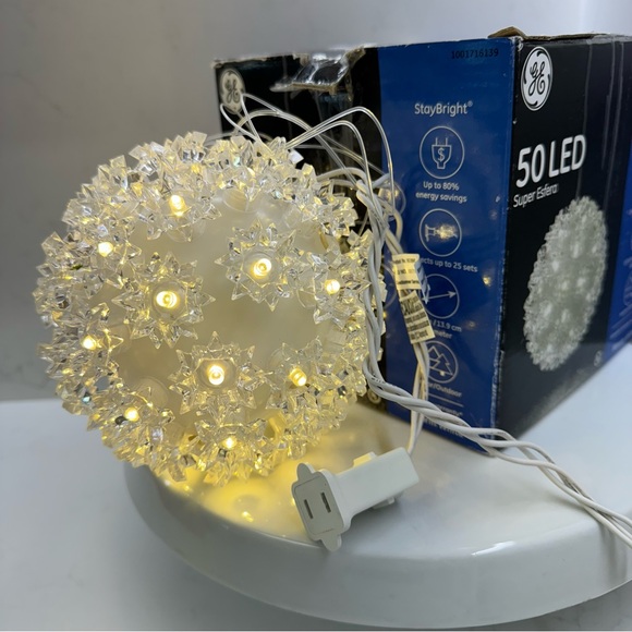 GE 5.5” Hanging Super Sphere Light Display with Twinkling Warm White LED Lights - Picture 5 of 10